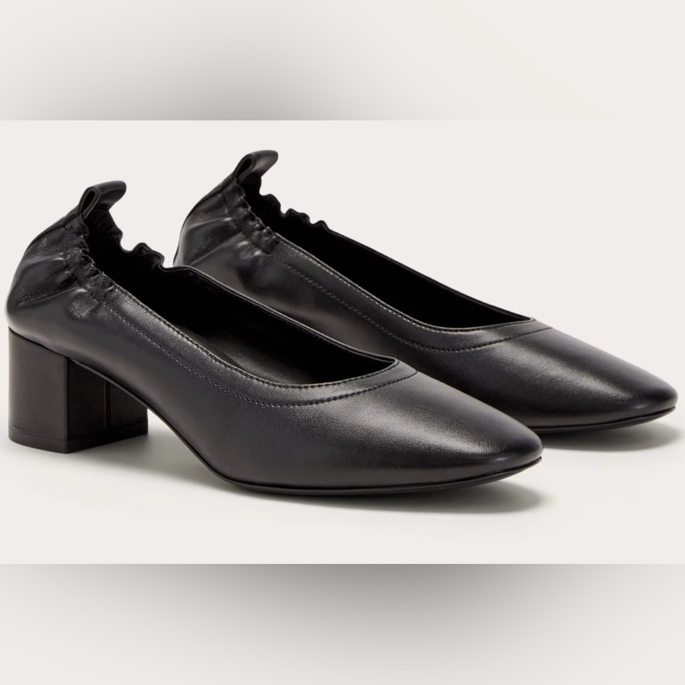 Everlane Black Italian Leather Day Heels in Size 8